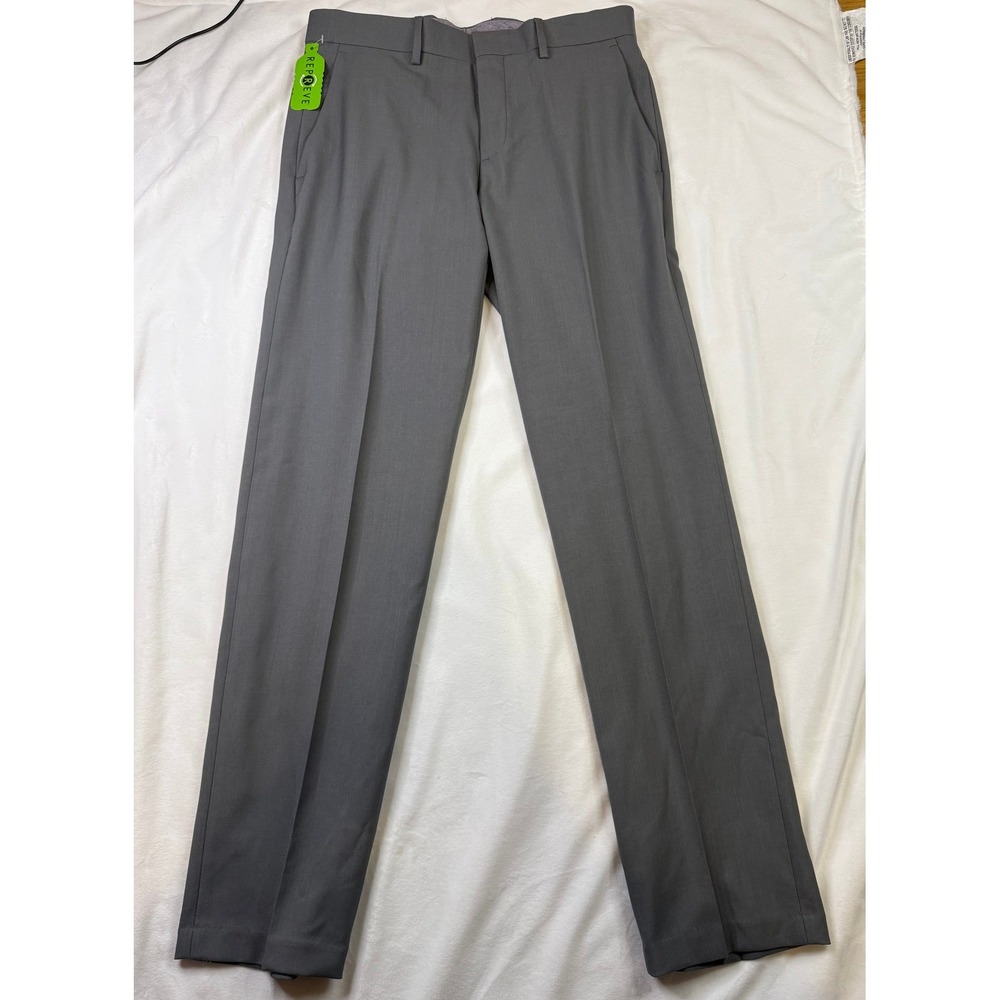 Haggar H26 Mens Premium Stretch Dress Pants Grey Straight Fit 30x30 HD70928